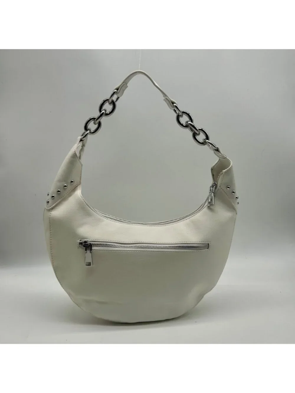 I.N.C. International Concepts Vanilla Faux Leather Giannaa Medium Stud Hobo Bag